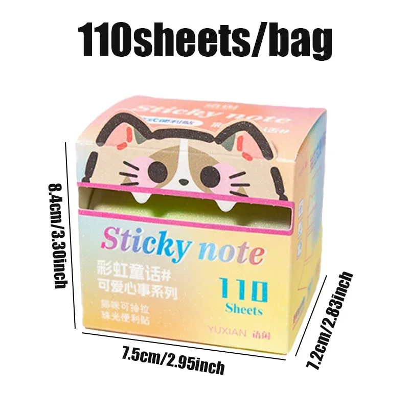 Mr Paper 110sheets/box Cute Heart Cat Pull-out Pearl Sticky Stickers Suitable for Students To Make Notes Notes Notes Plan