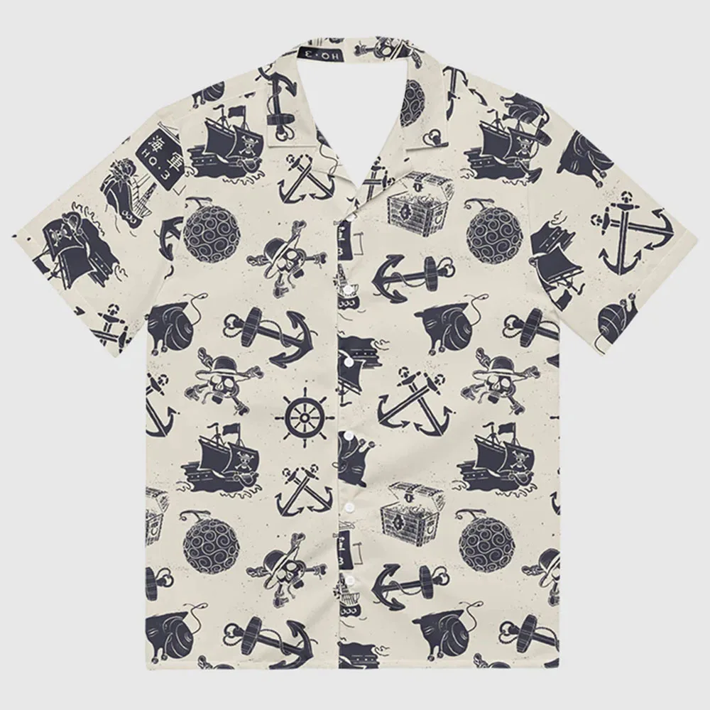 

Одна цельная рубашка на пуговицах с морским узором, мужская рубашка в стиле хип-хоп, повседневная унисекс, уличная одежда, рубашки с коротким рукавом и 3D принтом, мужские рубашки в гавайском стиле