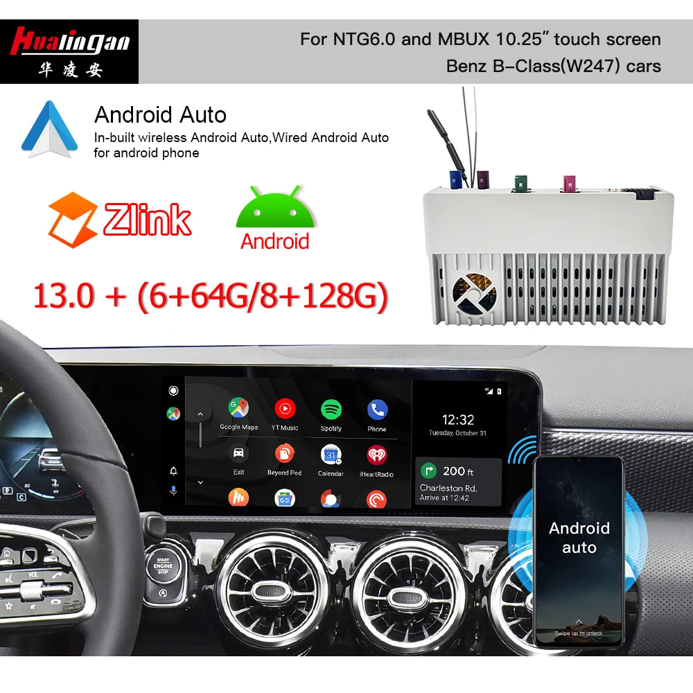 

Hualingan Wireless CarPlay adapter for Mercedes 10.25 "B-Class w247 ntg6 mbux CarPlay radio navigation update multimedia system