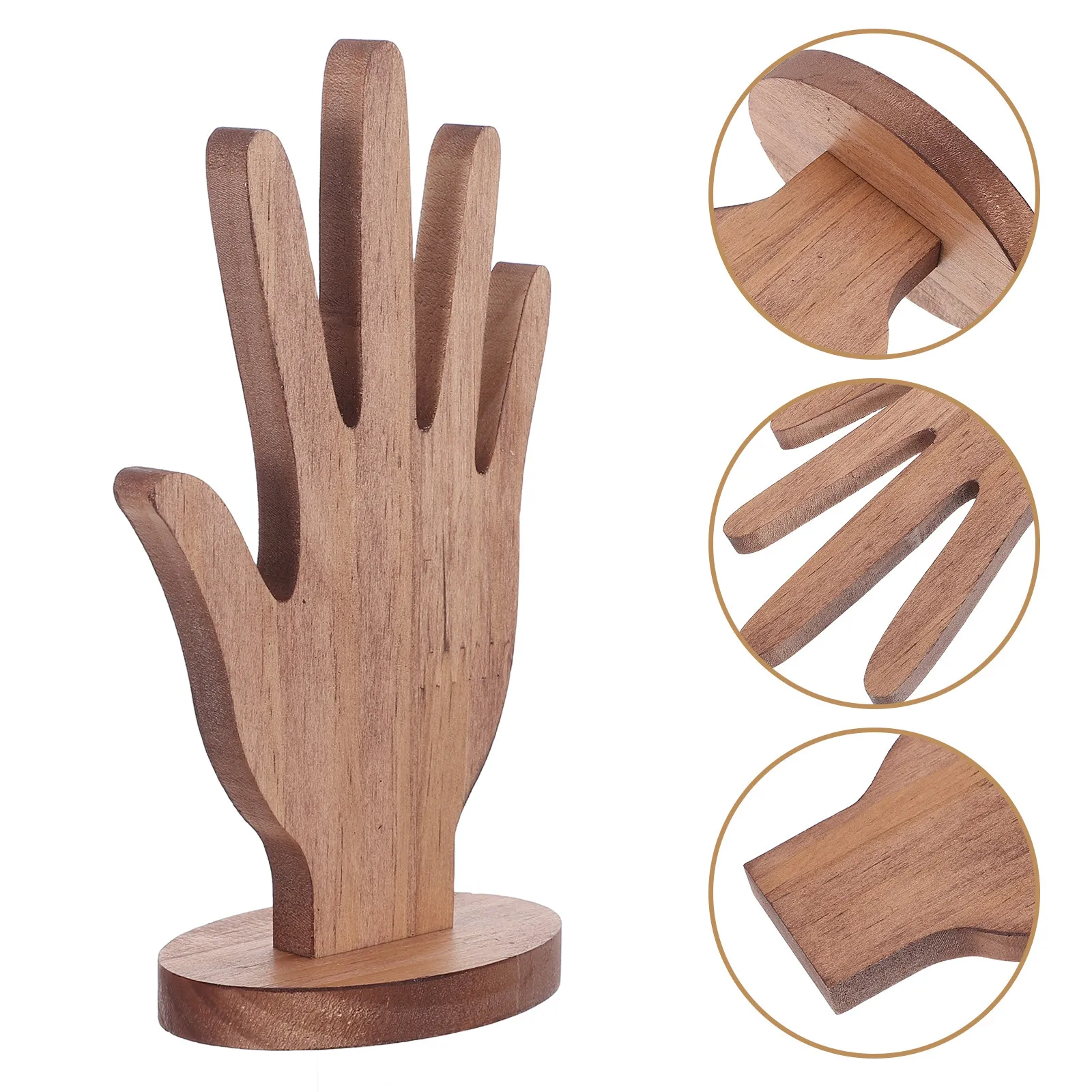 2Pcs Wooden Jewelry Mannequin Hand Display Ergonomic Ring Bracelet Holder Rustic Wood Jewelry Stand for Retail Countertop