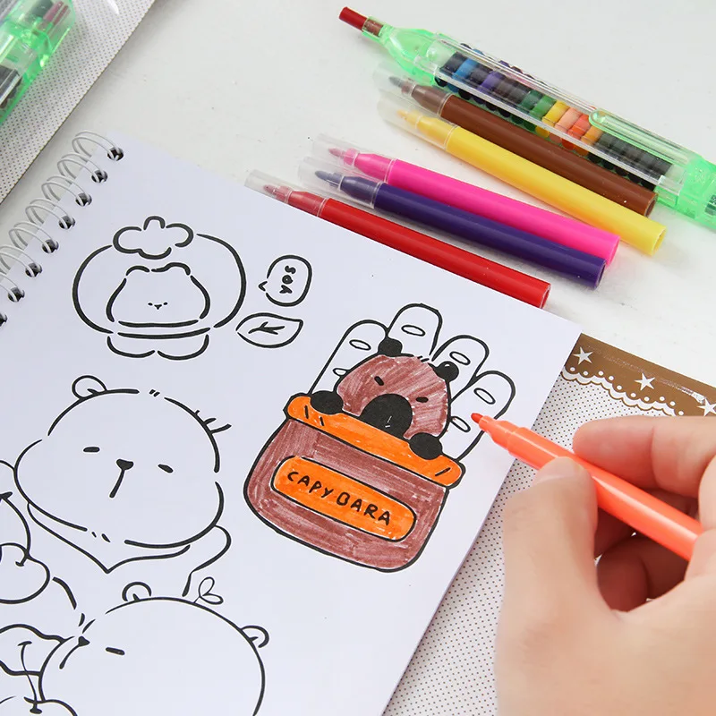 2 Set Wholesale New Kapibara Scratch Paper Book Creative Colorful Capybara Graffiti Book Picture Book Kindergarten Art Supplies