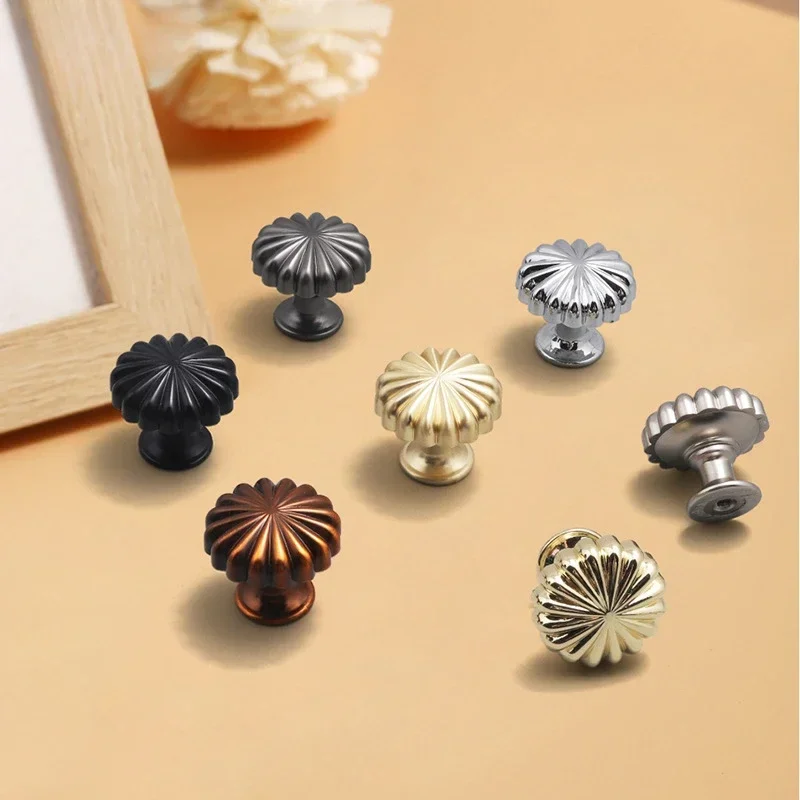 Simple Pumpkin Handles for Furniture Zinc Alloy Cabinet Wardrobe Door Drawer Knob Single Hole Single Button Small Handle