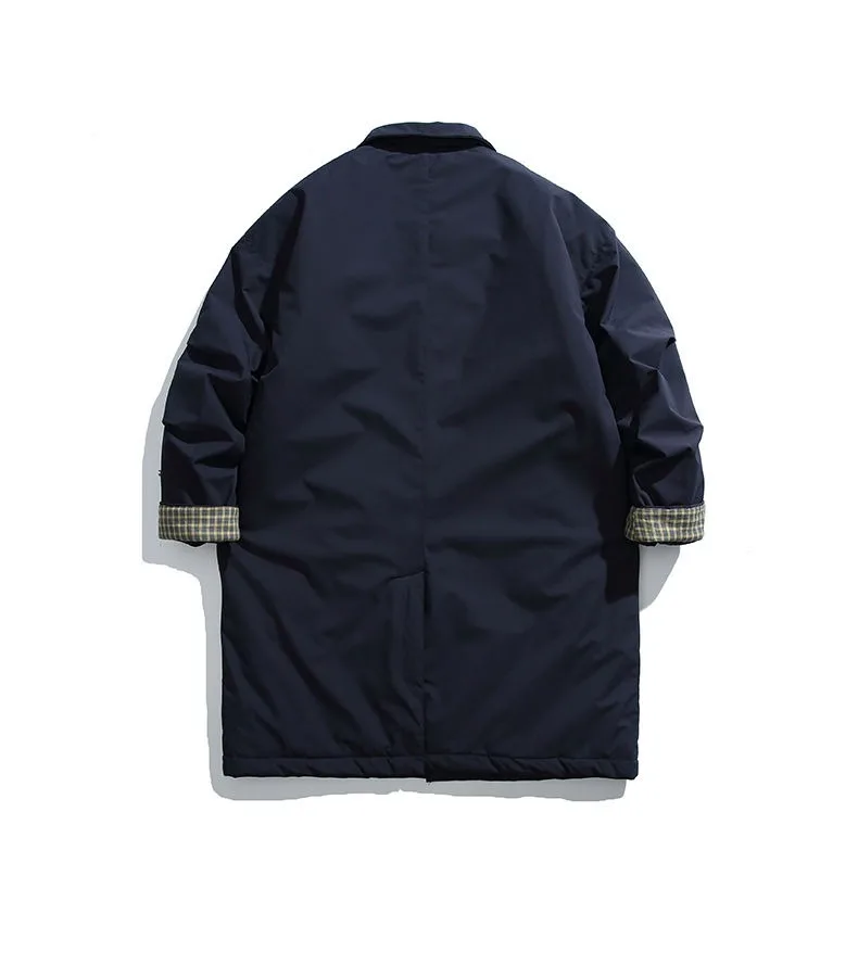 2025 Winter New Men's Japanese Outdoor Medium To Long Cityboy Stand Up Collar Cotton Jacket  Warm Coat Windbreaker