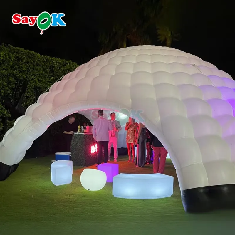 Tenda inflável Sayok para clube com luzes LED, dossel para festa de palco, configuração rápida, abrigo ao ar livre para eventos, casamento, festa de acampamento