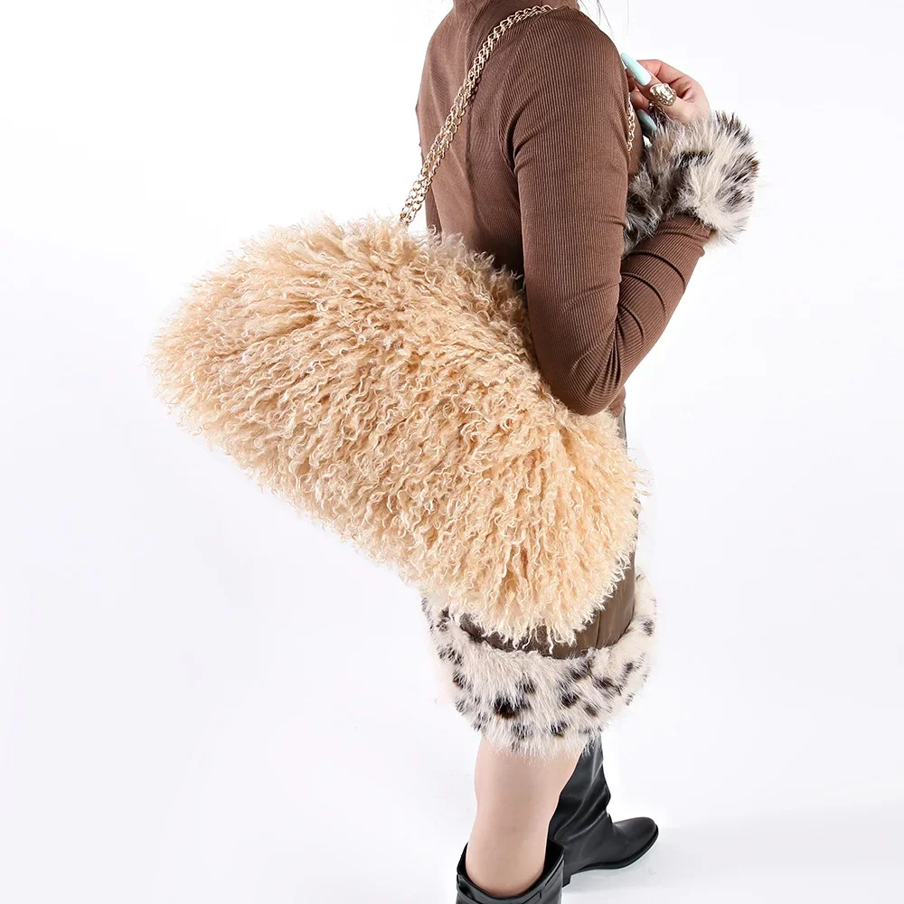 large-curly-faux-fur-tote-bag-metal-chain-shoulder-bag-retro-fluffy-handbag-for-winter