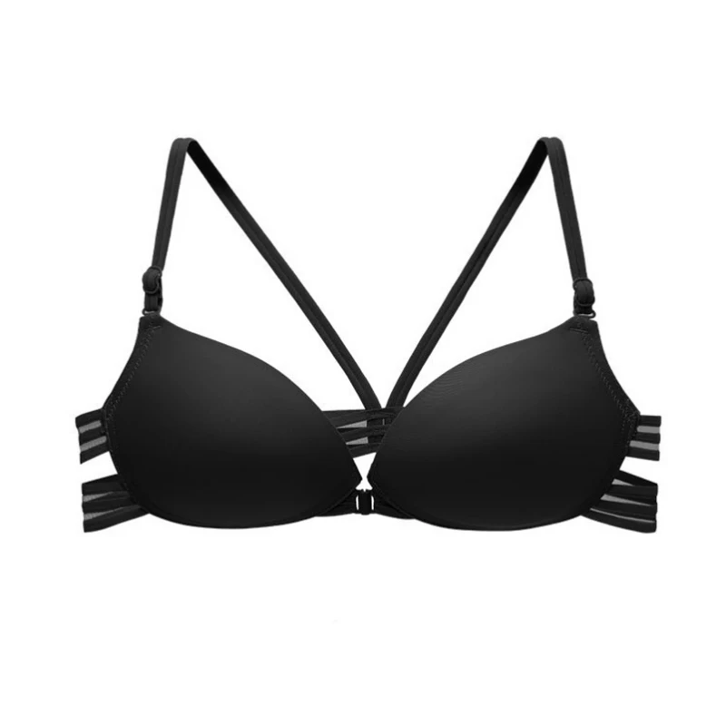 Sexy Push Up Bra for Women Solid Color Cross Beautiful Back Gather Underwear Front Buckle Bralette Top Female Intimates Lingerie