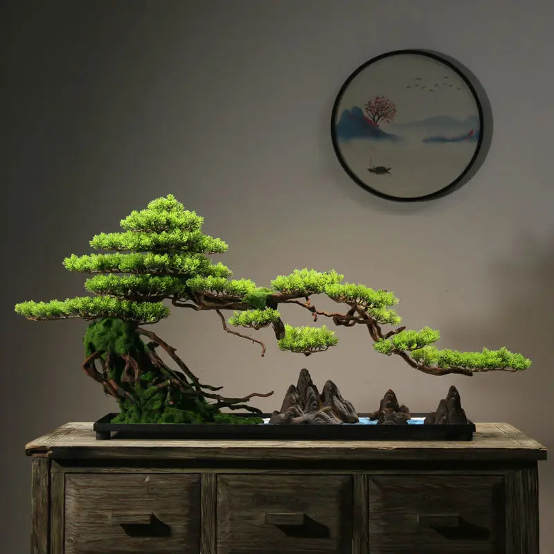 Imagem -03 - Simulação Pine Bonsai Plantas Verdes Plantando Cantos e Ornamentos Zen Micro Paisagem Decorações de Sala de Estar