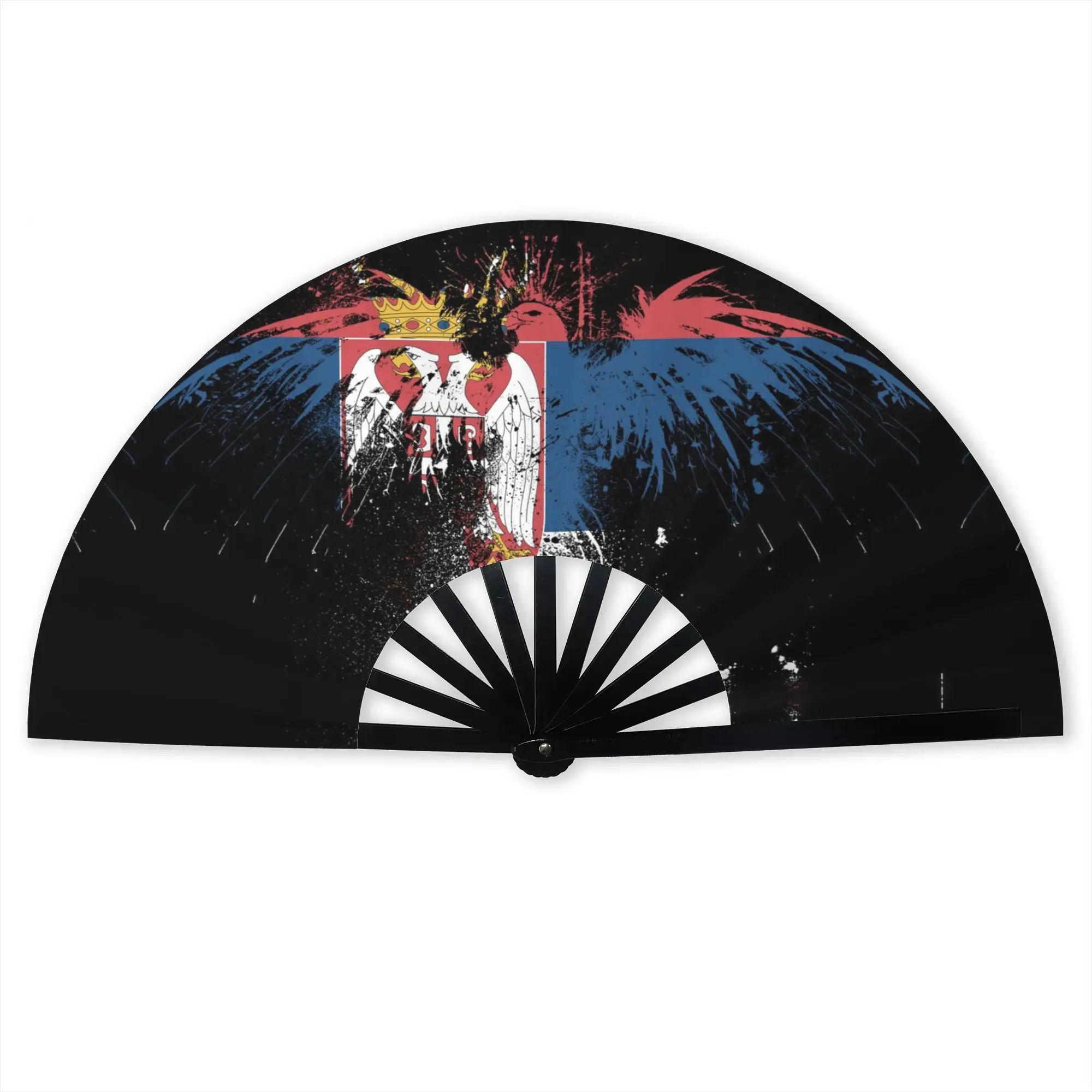 Vintage Serbia Flag Stylish Hand Fan Unisex Serbian Proud Printed Polyester Fan Trendy For Dancing Gift