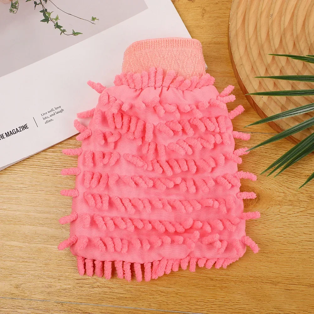 Multicolor Chenille Cleaning Mitt Short Pile for Car Washing & Household Use