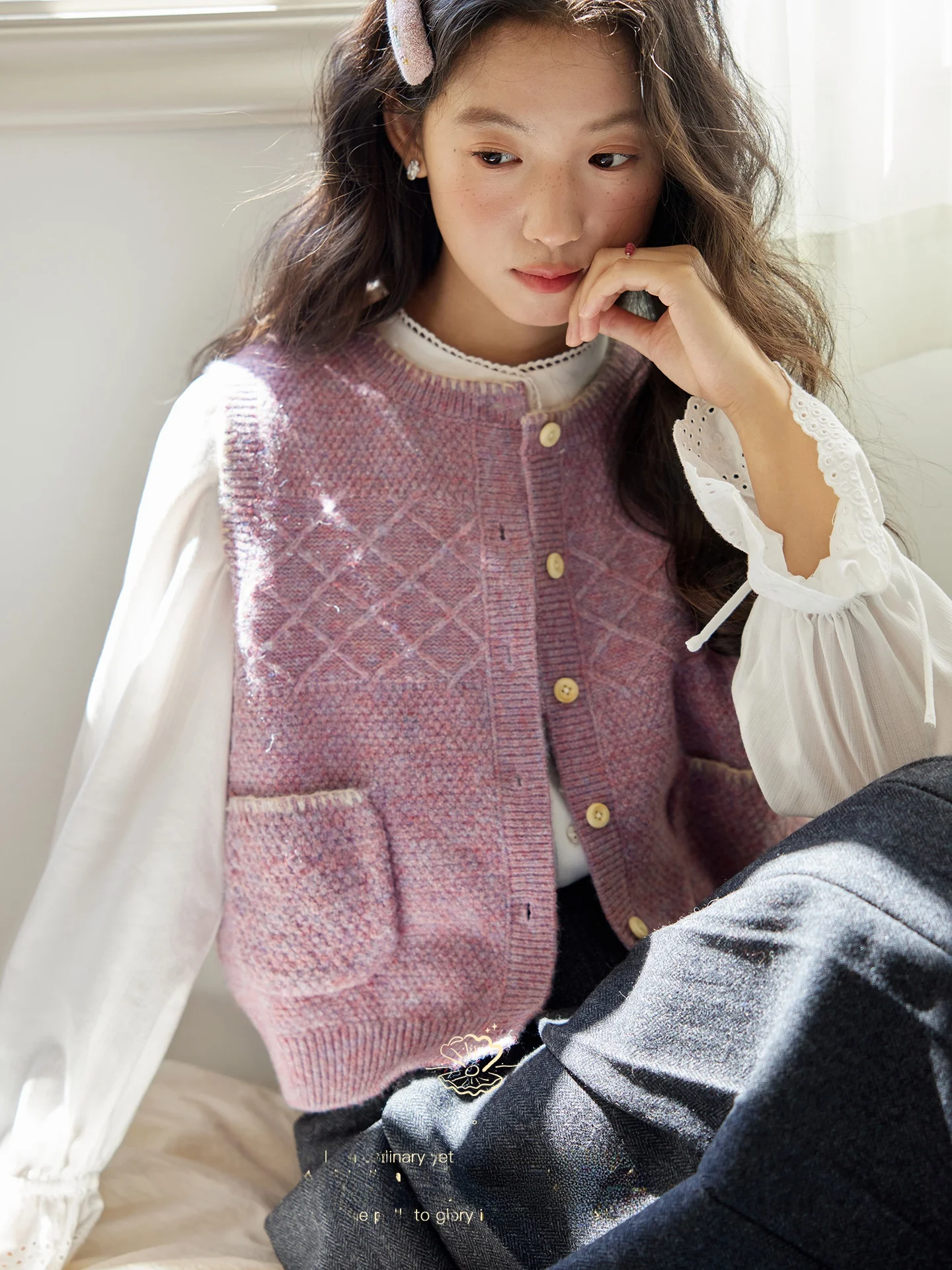 

Novet Women's Loose Fit round Ne Cardigan Vintage Sle Woolen Sweater for Daily Wear 2025 New Arrival