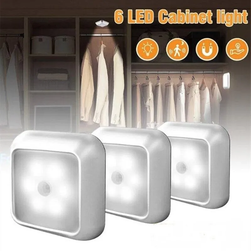 

LED Night Light Smart Motion Sensor Night Light 3A Battery-powered Bedside Lamp Closet Bedroom Hallway Staircase Lighting