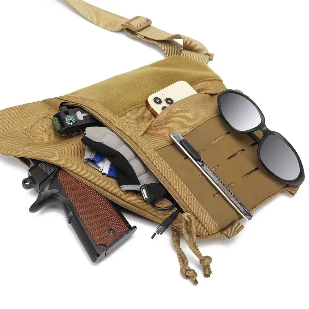 Bolso de transporte táctico para hombre, bandolera con correas ajustables, sistema Molle, Invisible, para el pecho