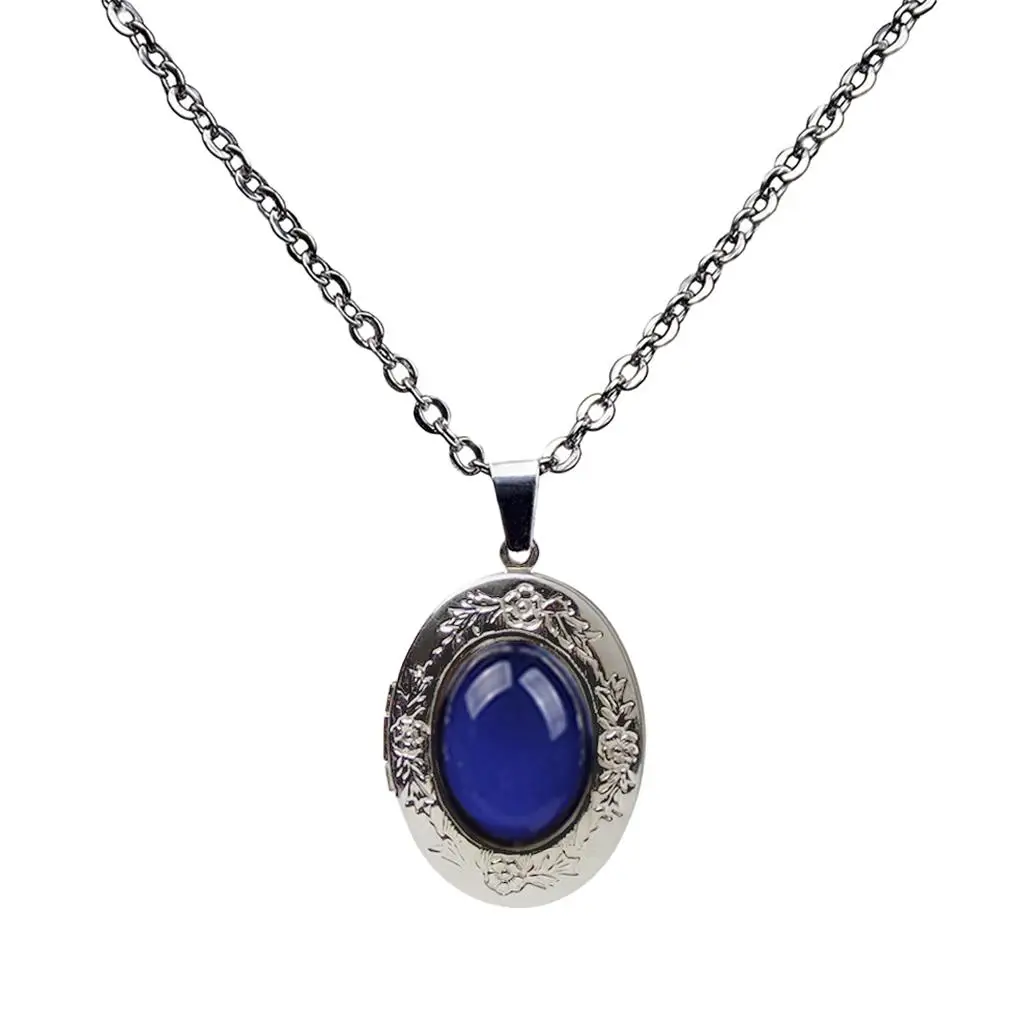 Mood Colour Changing Oval Pendant Chain Necklace Girl Gift