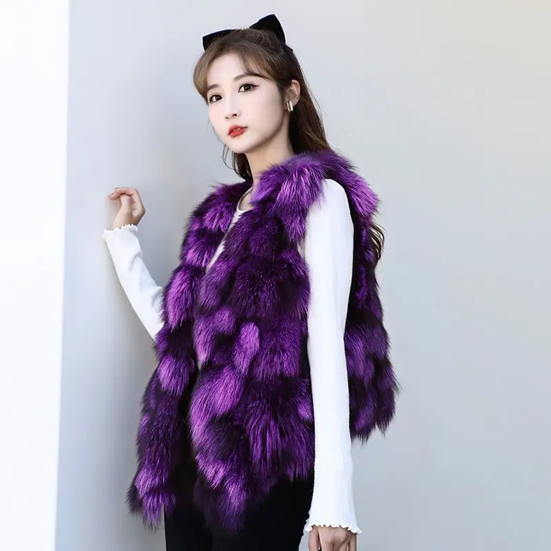 2026 New Style Real Fox Fur Vest Women's Luxury Fur Coat Female Jacket Soft Warm Fashionable Outerwear