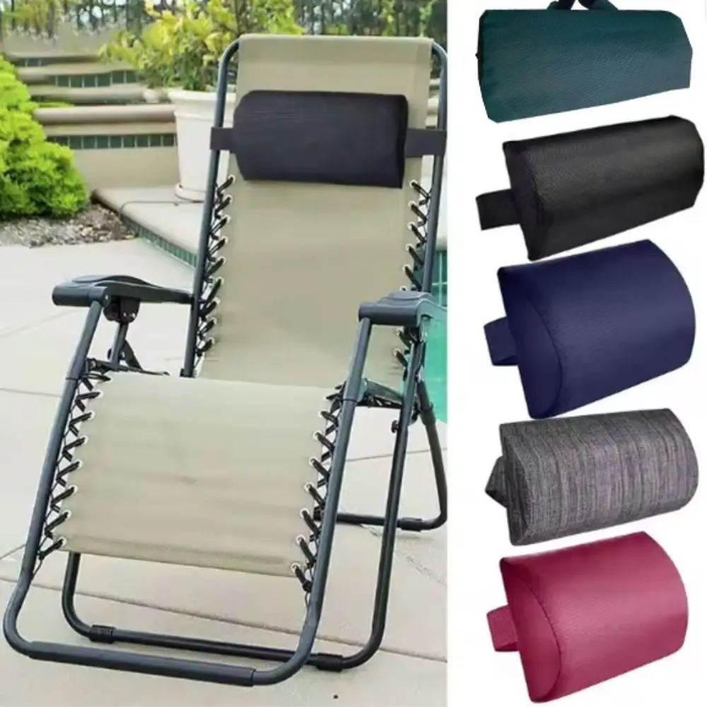 Elastic Band Beach Lounger Neck Pillow Sponge Filling Removable Cover Recliner Headrest Lightweight Ergonomic Curve