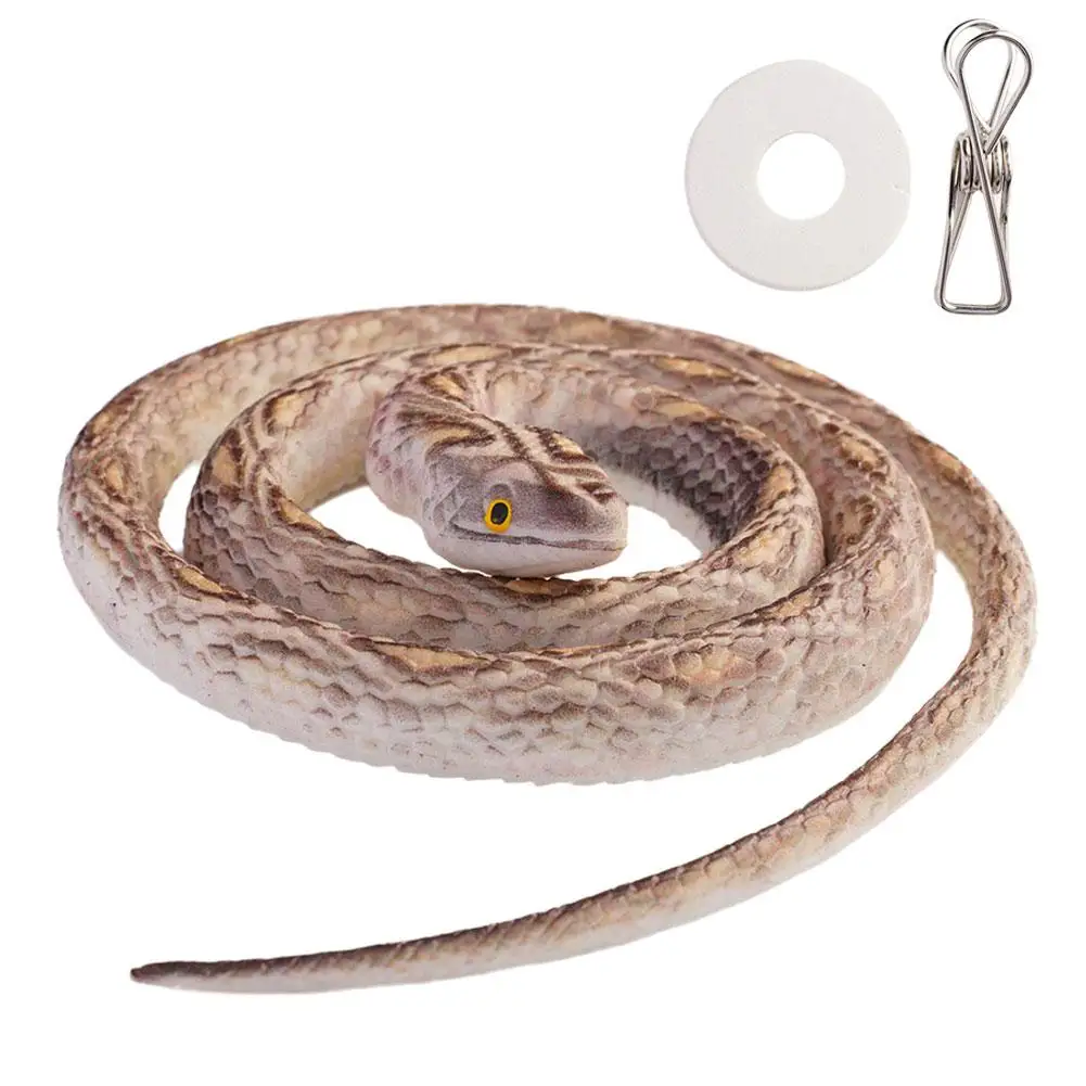 Fake Large Rubber Snake With Line Simulation Prank Toy Lifelike Scare Prank Snakes Model Educational Kids Toys Ornaments