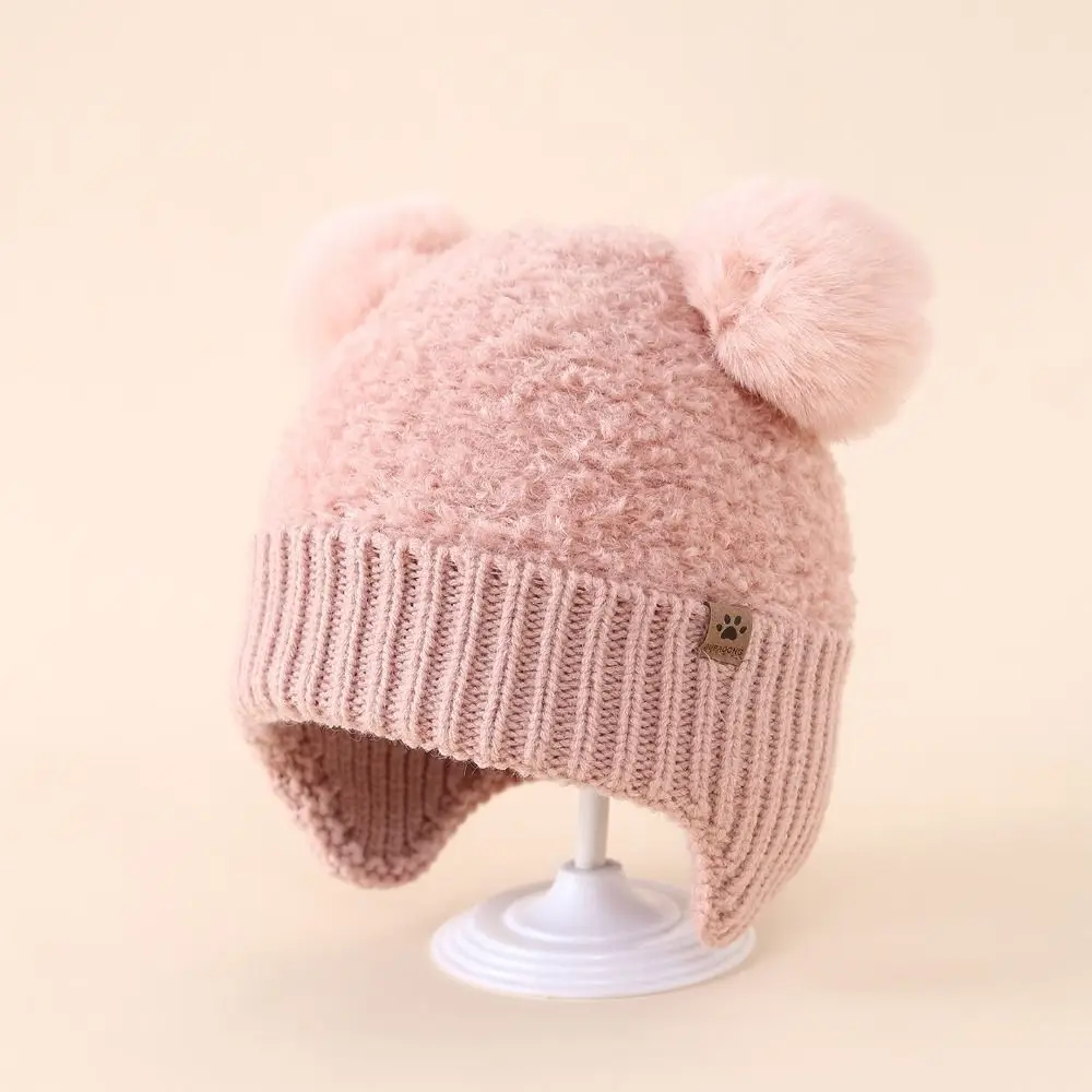 gorro-de-bebe-com-duplo-pompom-e-dupla-bola-de-pelucia-gorro-de-trico-quente-cor-solida-touca-grossa