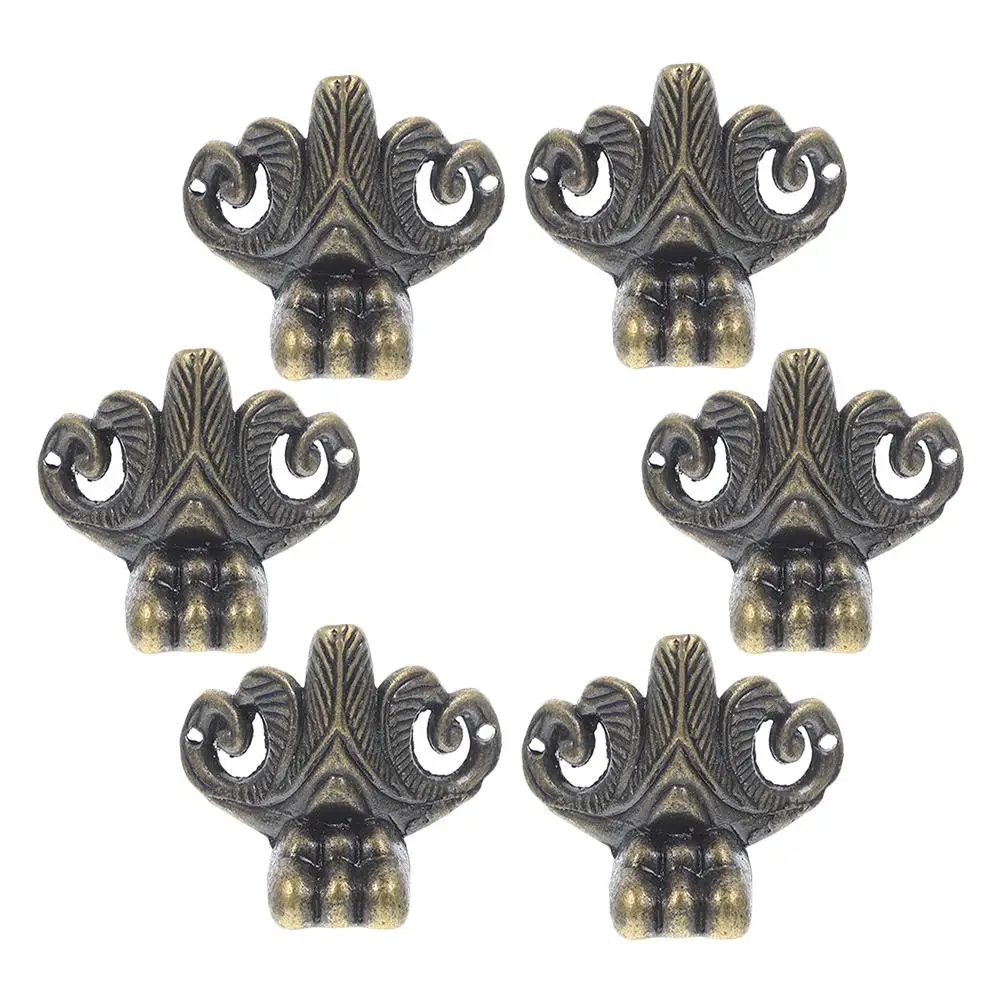 Pernas retrô de liga de zinco, 6 peças, pernas de metal para móveis, mesa decorativa, suporte de canto, suporte resistente, design vintage