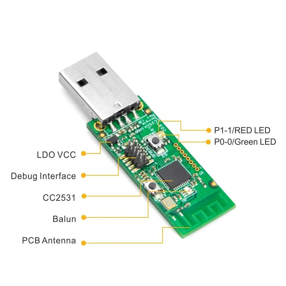 Wireless CC2531 Sniffer Bare Board Packet Protocol Analyzer Module USB Interface Dongle Capture Packet Module