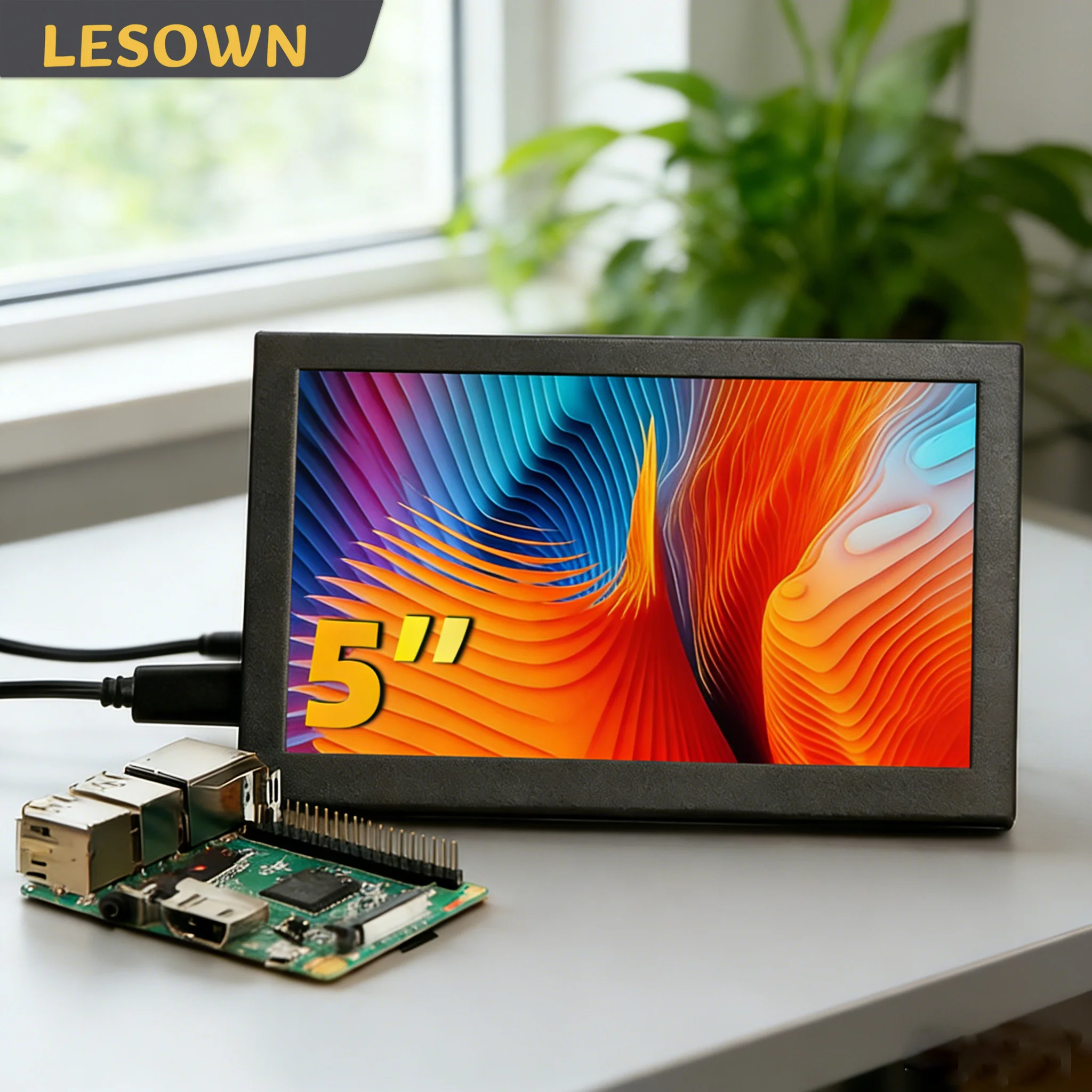 

LESOWN 5'' Portable Monitor 800x480 Mini Travel Display Plug & Play Secondary Screen Auxiliary Monitor for Laptop Raspberry Pi