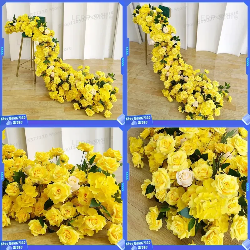 Artificial Flower Long Table Centerpiece for Hotel Wedding Party Decor Ground Floral Arrangement Birthday Event Decoration