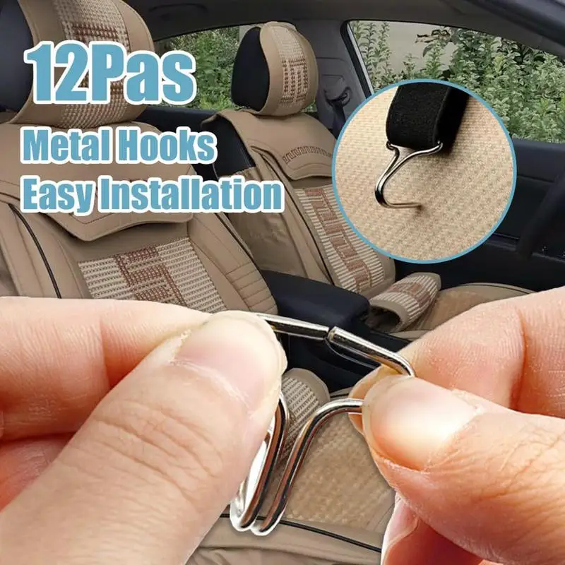 12pcs/set Car Seat Cover Plum Plate Metal Hooks Plastic Car Seat Covers Chucks Metal Hooks Locking Clip for car Seat Accessories