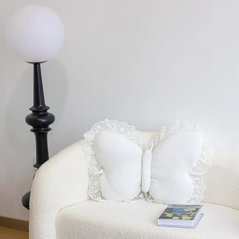 Schmetterlings-Spitzenkissen, schmetterlingsförmiges dekoratives Kissen für Sofa, Couch, Bett, Plüsch-Samt-Lendenstützkissen für Bürostuhl
