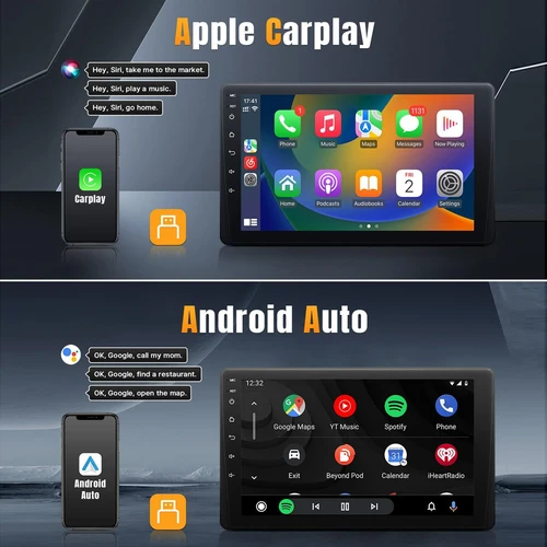 Imagen 2 del producto Nuevo Estéreo para coche de 9 pulgadas, pantalla táctil HD, soporte de Radio para coche de un solo Din, Carplay, Android Auto con cámara de respaldo Bluetooth, navegación