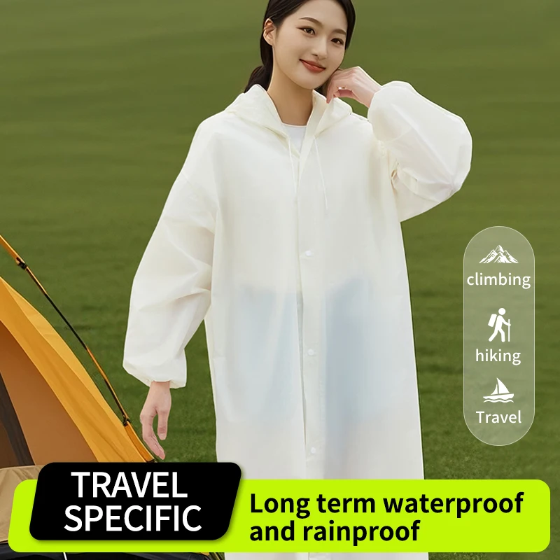 Adult Long Raincoat Waterproof Thickened Rain Jacket With Hood Elastic Cuffs Individually Packaged For Men Women Outdoor