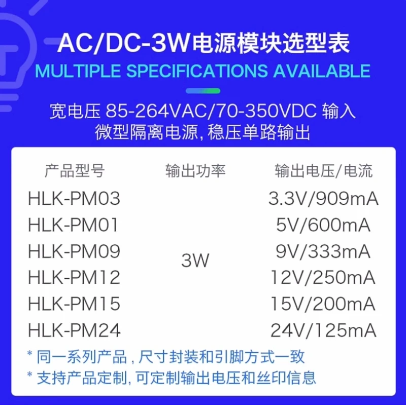 PM01 PM03 PM09 PM12 PM15 PM24 3W AC-DC power module 220V to 3.3V 5V 9V 12V 15V 24V Voltage reduction and stabilization module