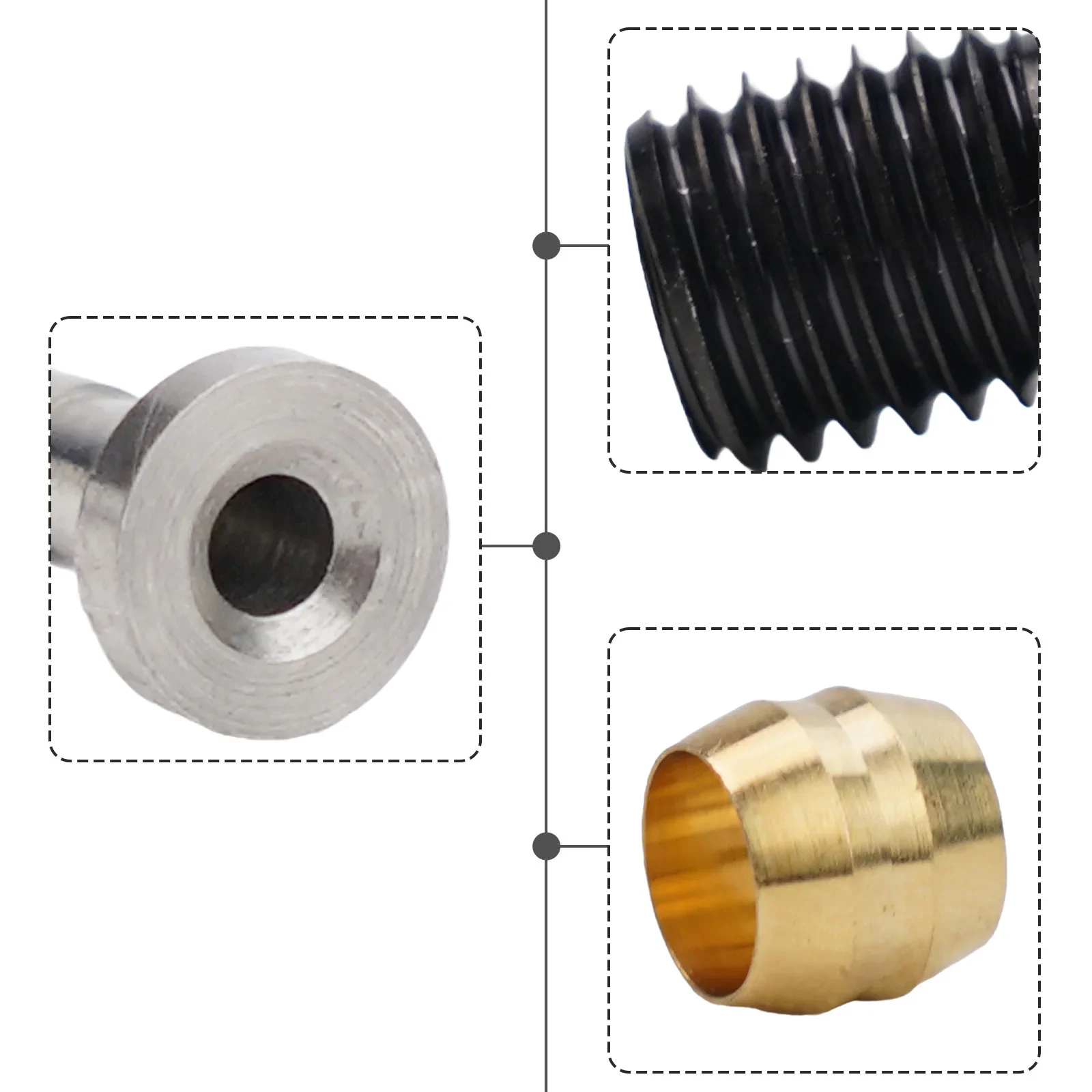 Olive Insert And Connecting Nut For Hydraulic Brake Hose Oil Needle With Screw For Shimano SM-BH90-JK-SSR Stainless-Steel Olive