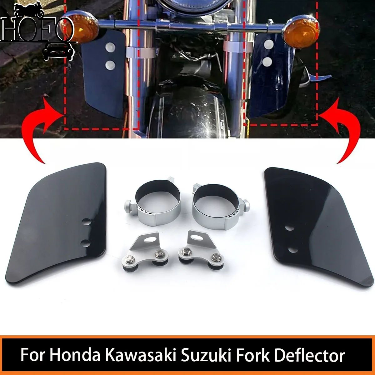 

2 Pcs/Set Motorcycle Fork Air Deflectors Windscreen Universal Motorcycle Accessories For Honda Kawasaki Suzuki Black Grey Clear