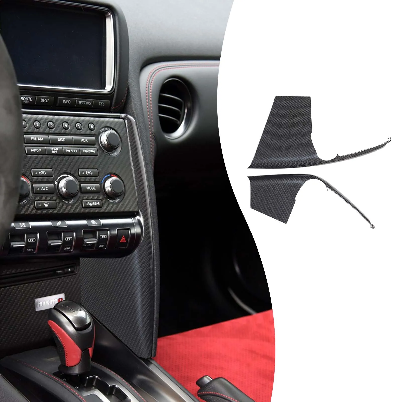 Real Carbon Fiber For Nissan GTR R35 2008-2016 Car Mode Button Side Multimedia Panel Cover Decorative Sticker Car Accessories