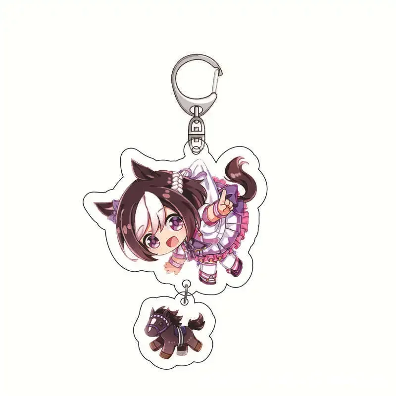 Anime Keychain Umamusume: Pretty Derby Cute Figures Special Week Silence Suzuka Tokai Teio Pendant Car Key Ring Bag Jewelry Gift