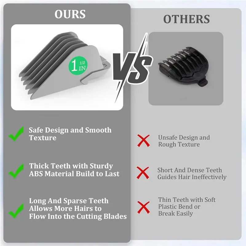 AD24 For Wahl 10 12 14 16 18 20 2.5 Inch Hair Clipper Guards 6Pcs Clipper Guard Attachments Clipper Guide Units