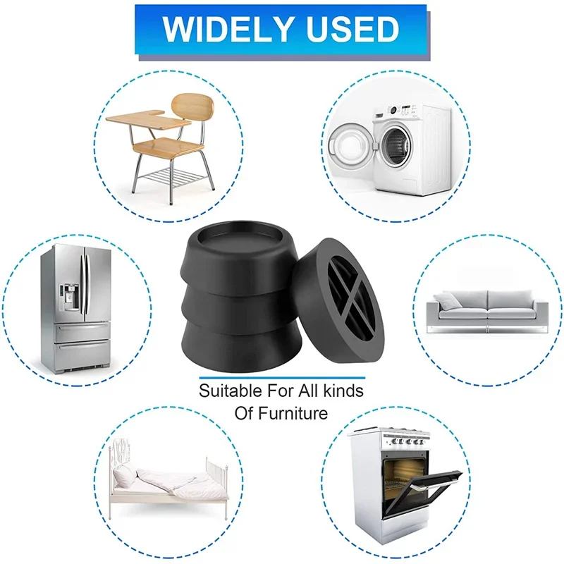 4Pcs Washing Machine Anti Vibration Pads Rubber Feet Legs Mat Anti-vibration Pad Universal Noise-reducing Leg Base for Furniture image 6