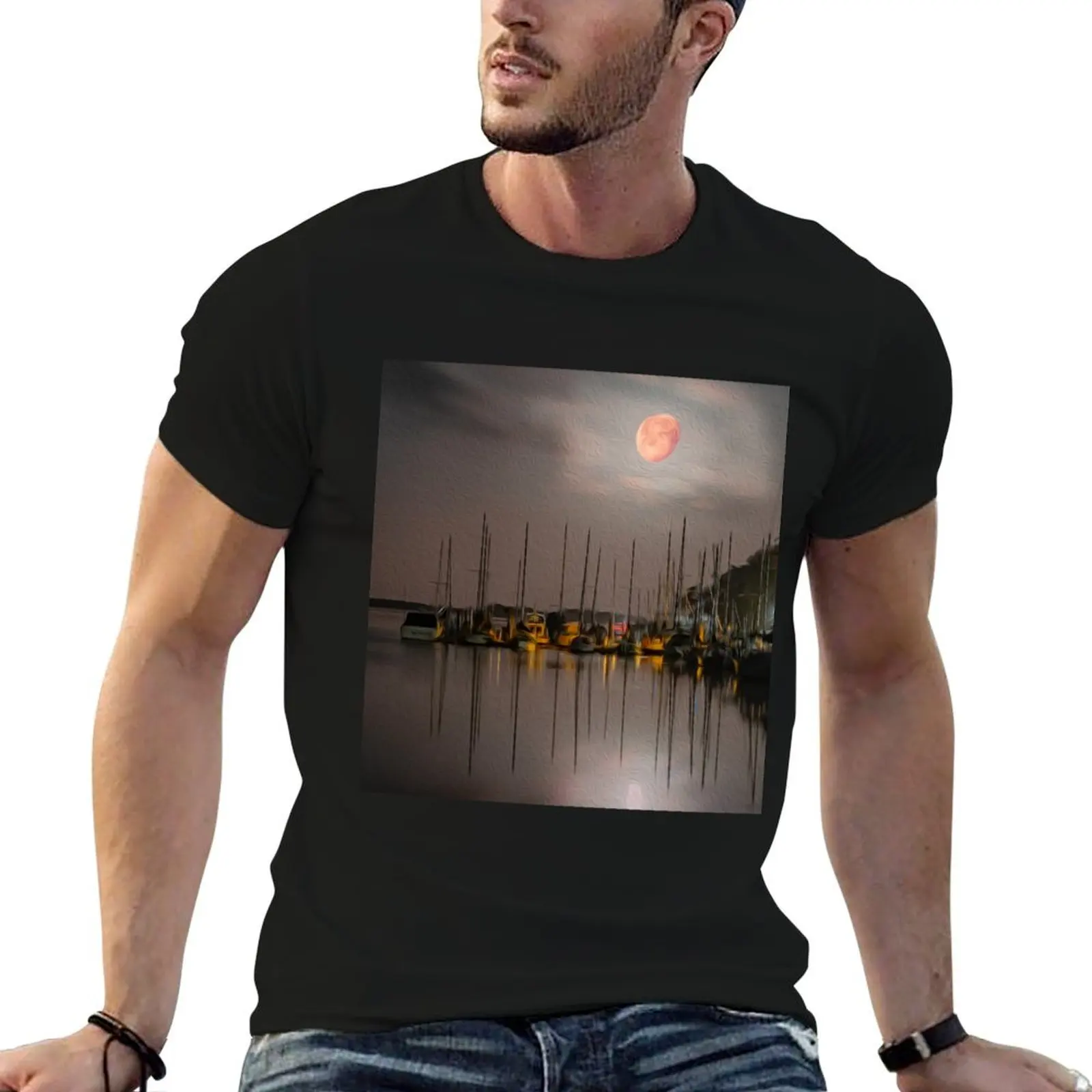 By the light of the moon. T-Shirt Summer Print Short Sleeve Tee