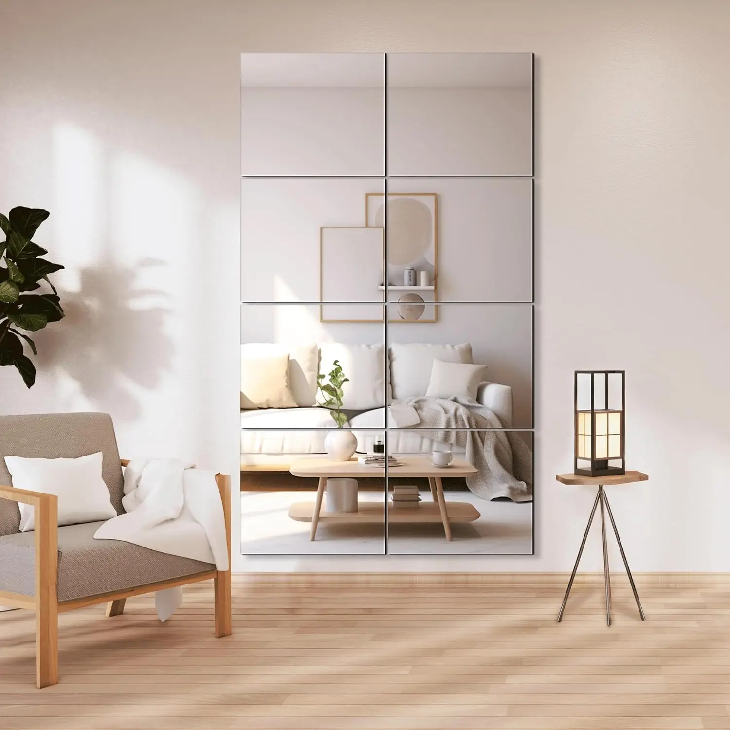 

Бескаркасные зеркальные плитки 14x12x8 дюймов, 8 шт., настенные, ударопрочные, из закаленного стекла, для дома, спортзала, ванной комнаты