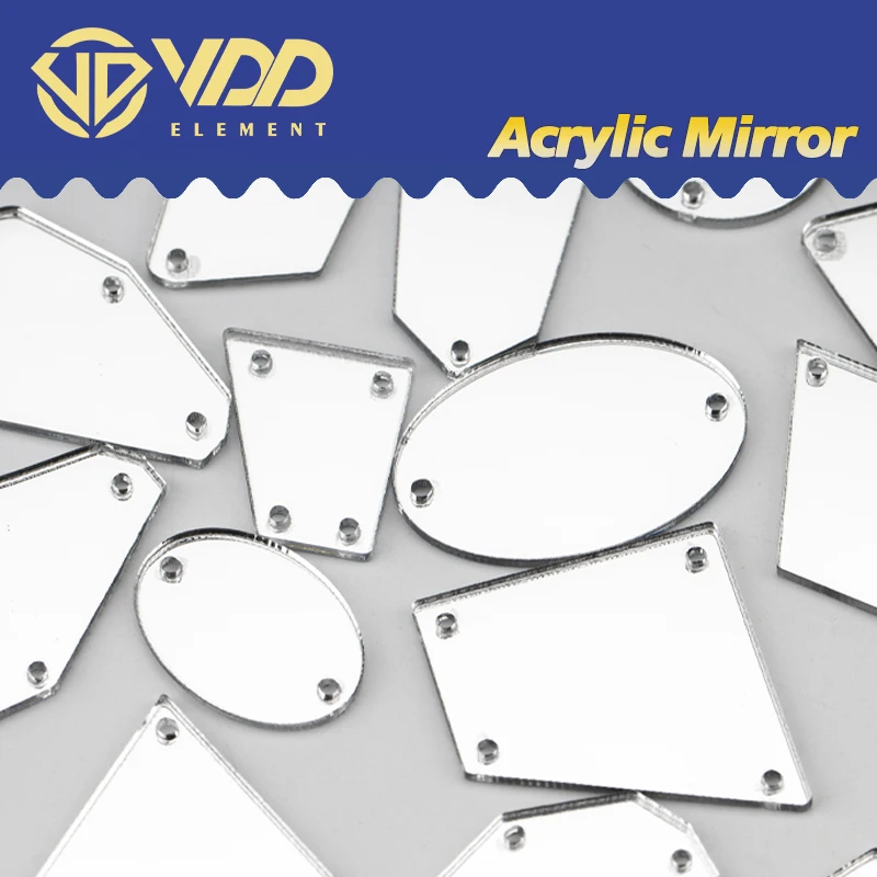 VDD – strass à coudre en acrylique blanc, tailles mixtes, miroir, pour bricolage, pierres à coudre à dos plat pour décorations de vêtements, 60/200