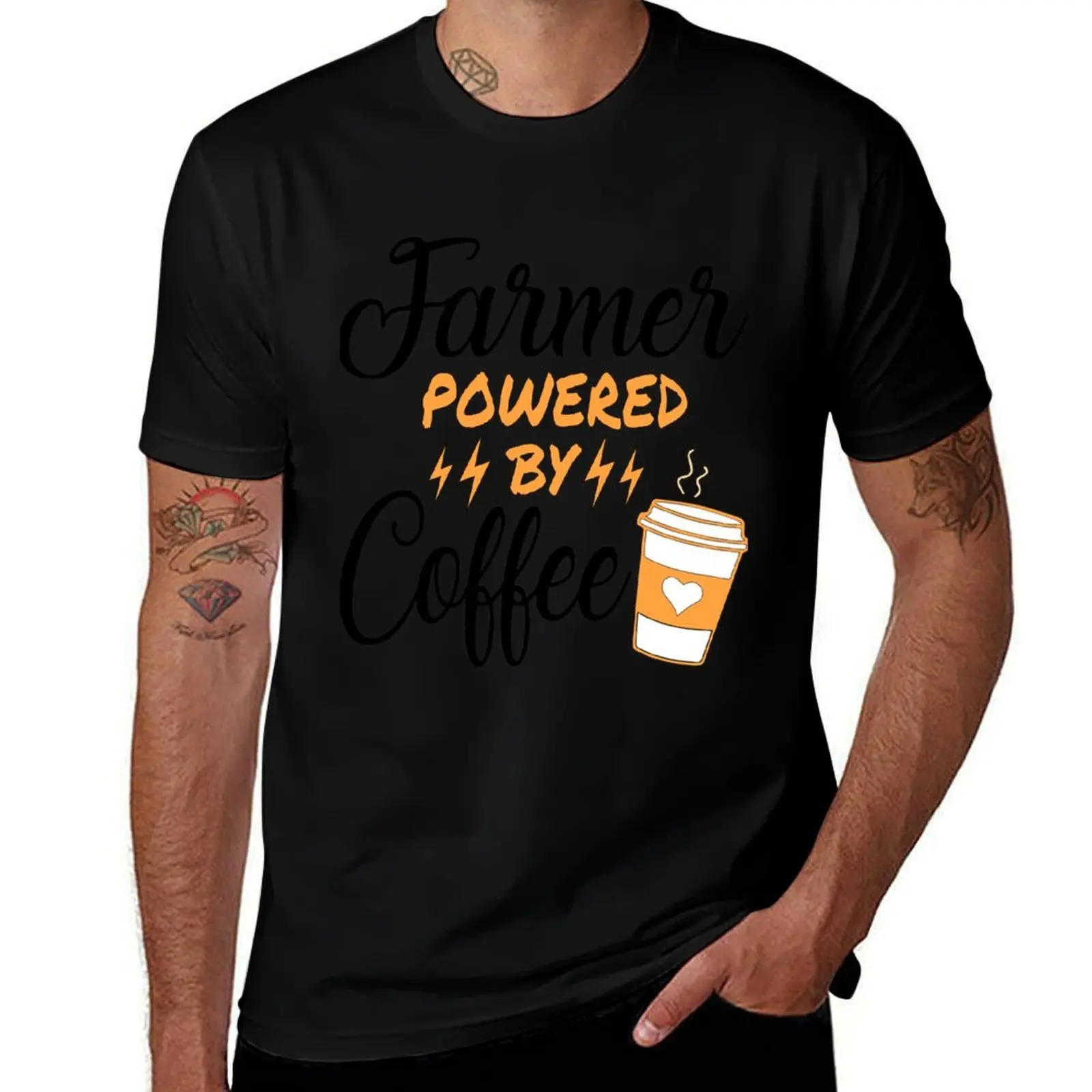 

Farmer Powered By Coffee T-Shirt man t shirts for men casual t shirt man luxury t shirt man designer T-Shirt