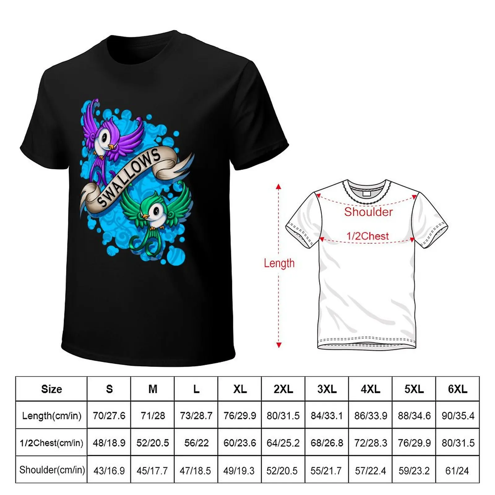 Swallows T-Shirt sublime summer clothes oversized graphic tee plain t shirts men