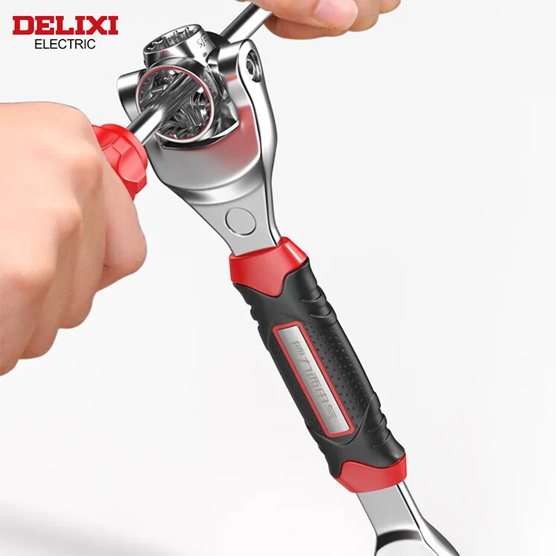 DELIXI ELECTRIC Wrench Socket 52 In 1 Universal  360-degree Rotating Multi-function Wrench for Installation and Removal Tools