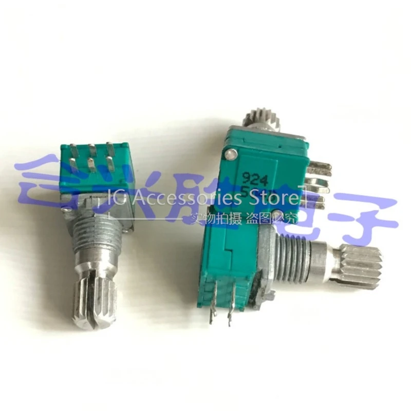 3PCS RK097 Precision Potentiometer Double B500K Power Amplifier Audio Speaker Volume Potentiometer 6Pin Shaft Length 15MM