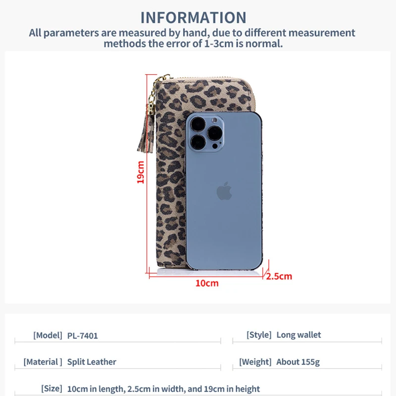 Women Money Bag High Quality Leopard Print Travel Clutch Purse Elegant Handbag for Ladies Girls Portable Long Wallet with Zipper