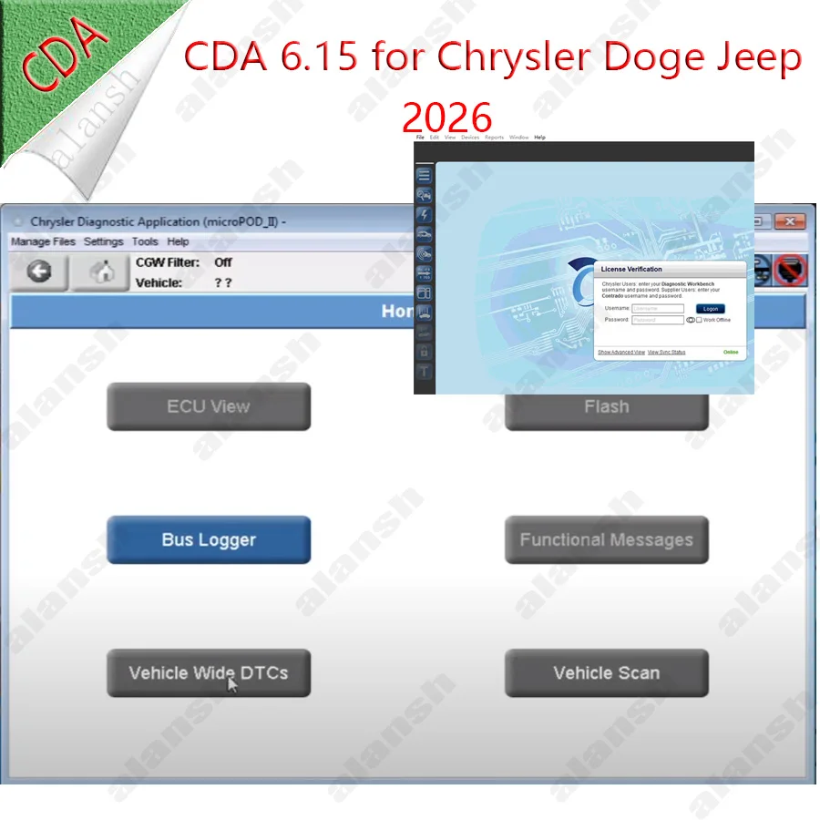 2026 CDA 6.15 CDA6 for Chrysler Diagnostic Application Work with Witech MicroPod II 2 Flash Program for Dodge/Jeep Nitro