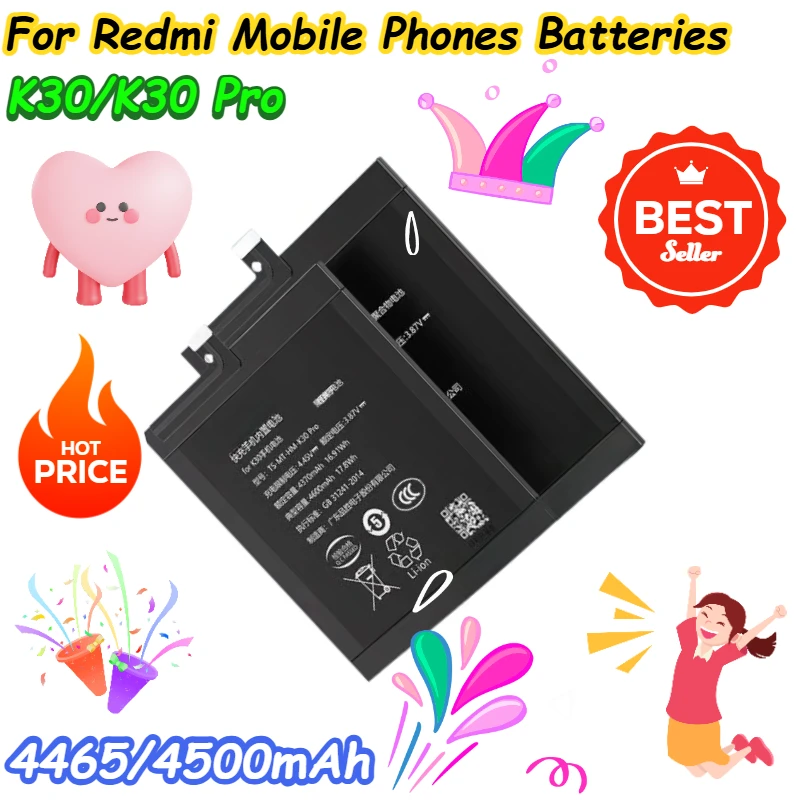 

Емкость аккумулятора 4465/4500 мАч для мобильных телефонов Redmi K30/K30 Pro