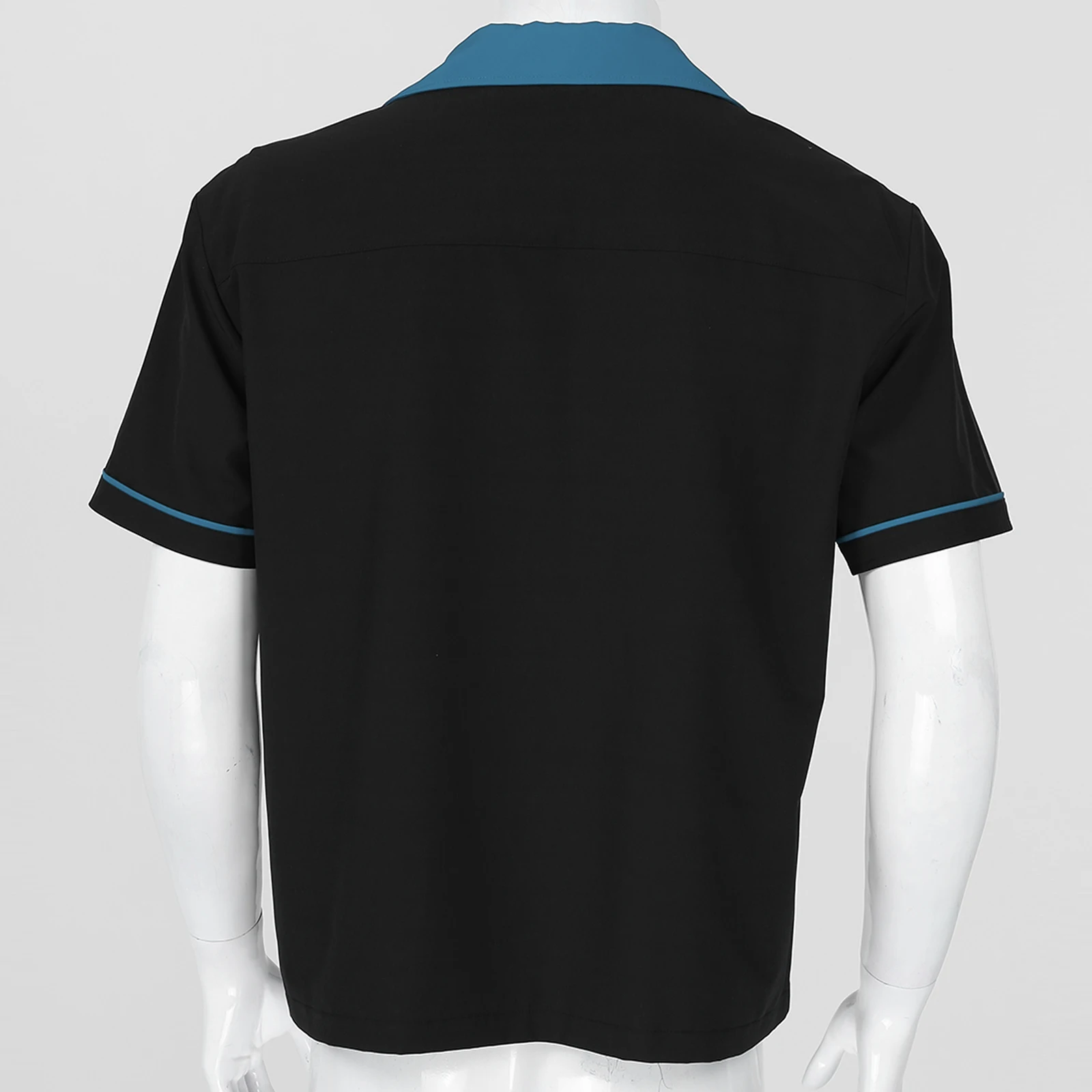 Bowling Retro Mens Short-Sleeve Shirt New Hot 50's Classic Casual Color Block Notched Collar Button Down Tops Office Vacation