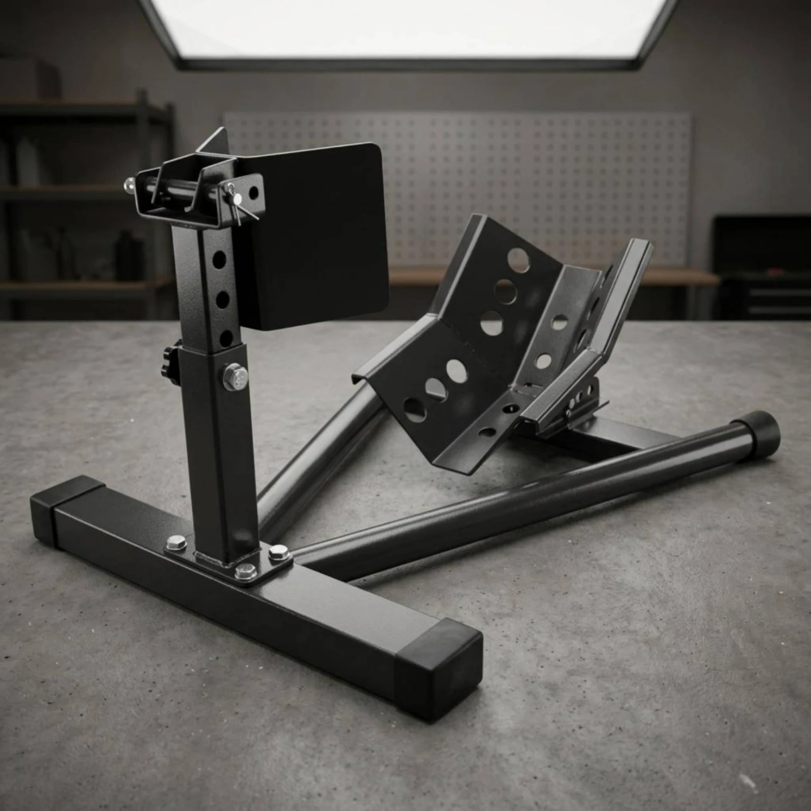 

Motorcycle Front Wheel Stand Metal Front Wheel Lifting Support Motorcycle Parking Stand Painted Finish Garage Tool Angled Cradle