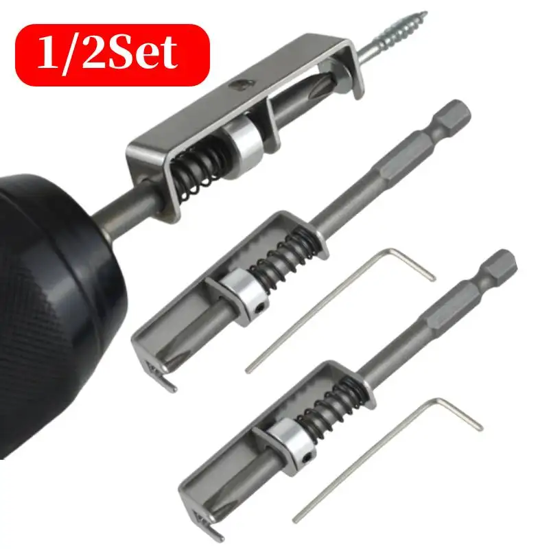 1/2 Set Spring-Loaded Anti-Drop Screw Holder Bit Ergonomic SingleHand Operation for Electricians Mechanics DIY Power Tools