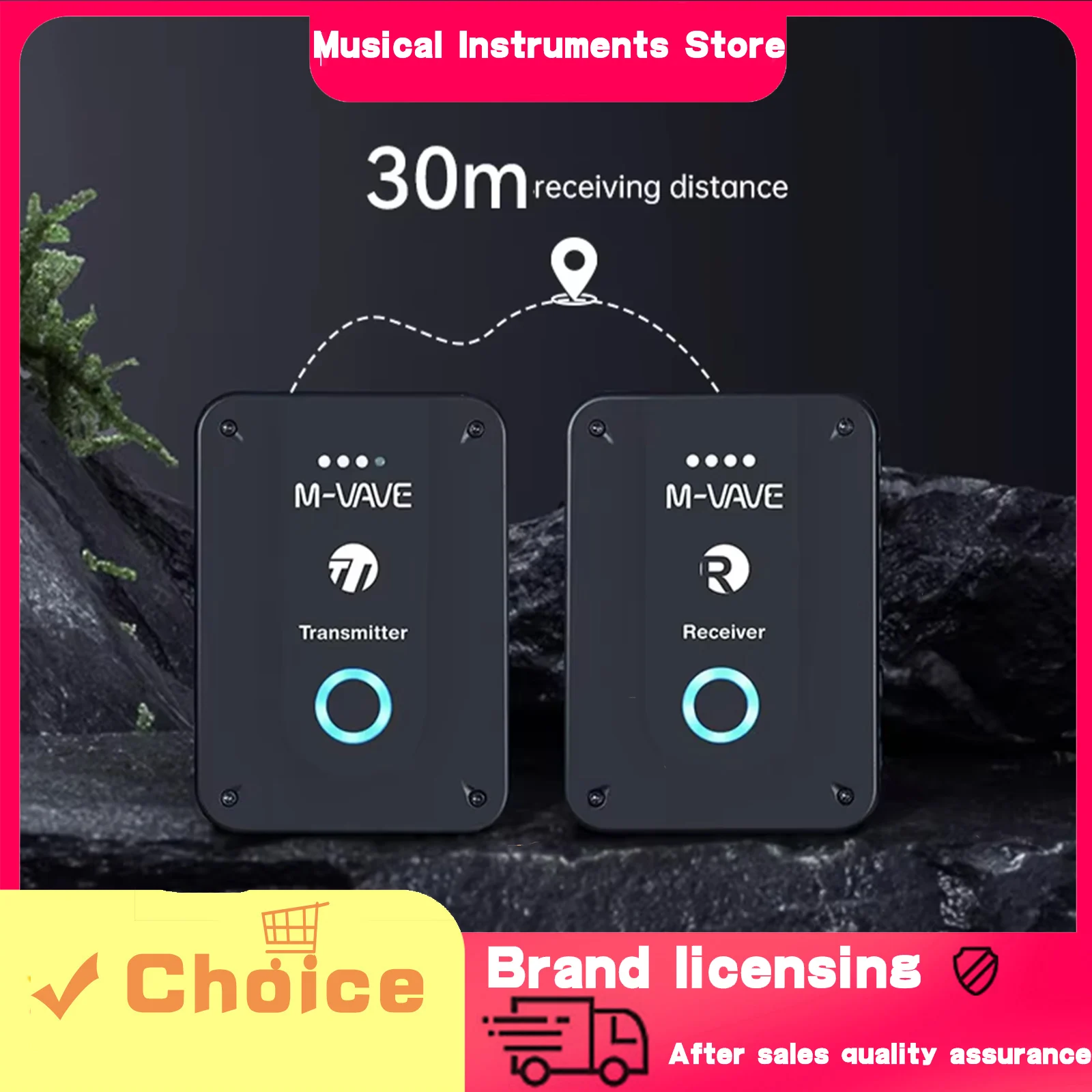 

Беспроводной монитор для наушников M-VAVE 2.4G с перезаряжаемым передатчиком и приемником, функцией регулировки громкости, стерео/моно режимом, функцией отключения звука, для гитарных инструментов